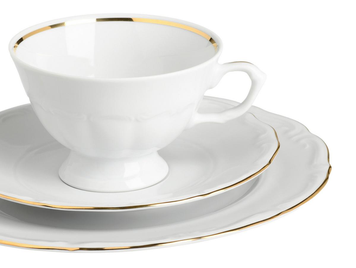 Kaffeeservice Maria Theresia Weiß, Goldfarben L: 34 Cm - Goldfarben/Weiß, Basics, Keramik (34/28,5/25,5cm) - Creatable