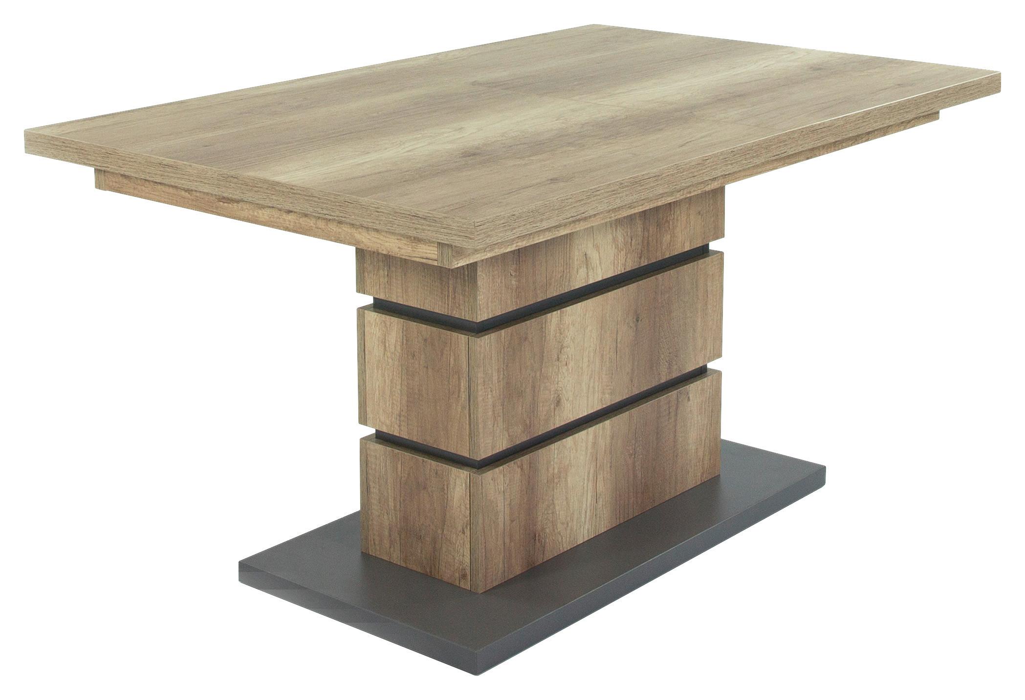 Esstisch Ausziehbar Bea 140-190x86 Cm Eiche Dekor - Anthrazit/Braun, MODERN, Holzwerkstoff (140/86/75cm) - MID.YOU