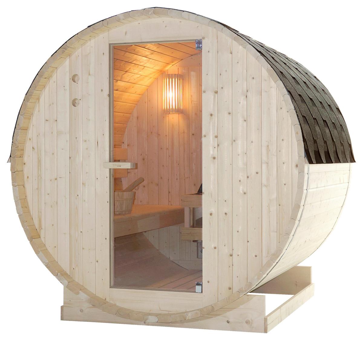 Saunafass Tromsö Fichtefarben B: 180 Cm - Fichtefarben, KONVENTIONELL, Glas/Holz (189/180/191,5cm) - Sanotechnik