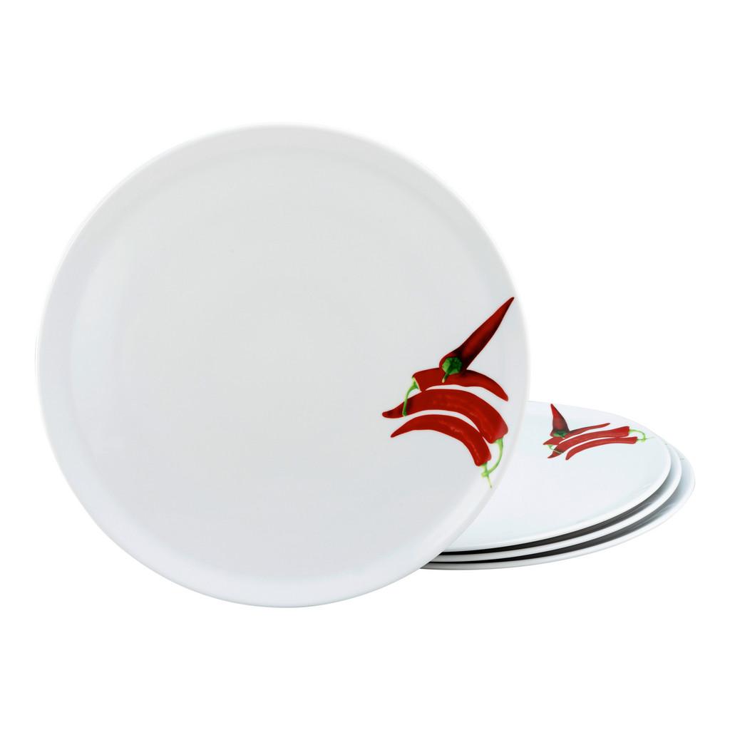 Pizzatellerset Europa Chili Weiß 4-teilig