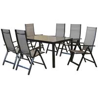 Gartenset Carrara - Graphitfarben/Braun, MODERN, Textil/Metall - Gardenson