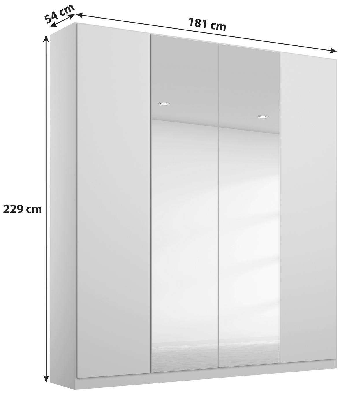 ŠATNÍ SKŘÍŇ S OTOČNÝMI DVEŘMI ALABAMA - barvy stříbra/světle šedá, Moderní, kompozitní dřevo (181/229/54cm)