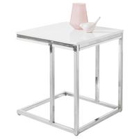 Couchtisch Reno Mini, Weiß/silberfarben - Chromfarben/Weiß, Design, Holzwerkstoff/Metall (45/45/50cm) - MID.YOU
