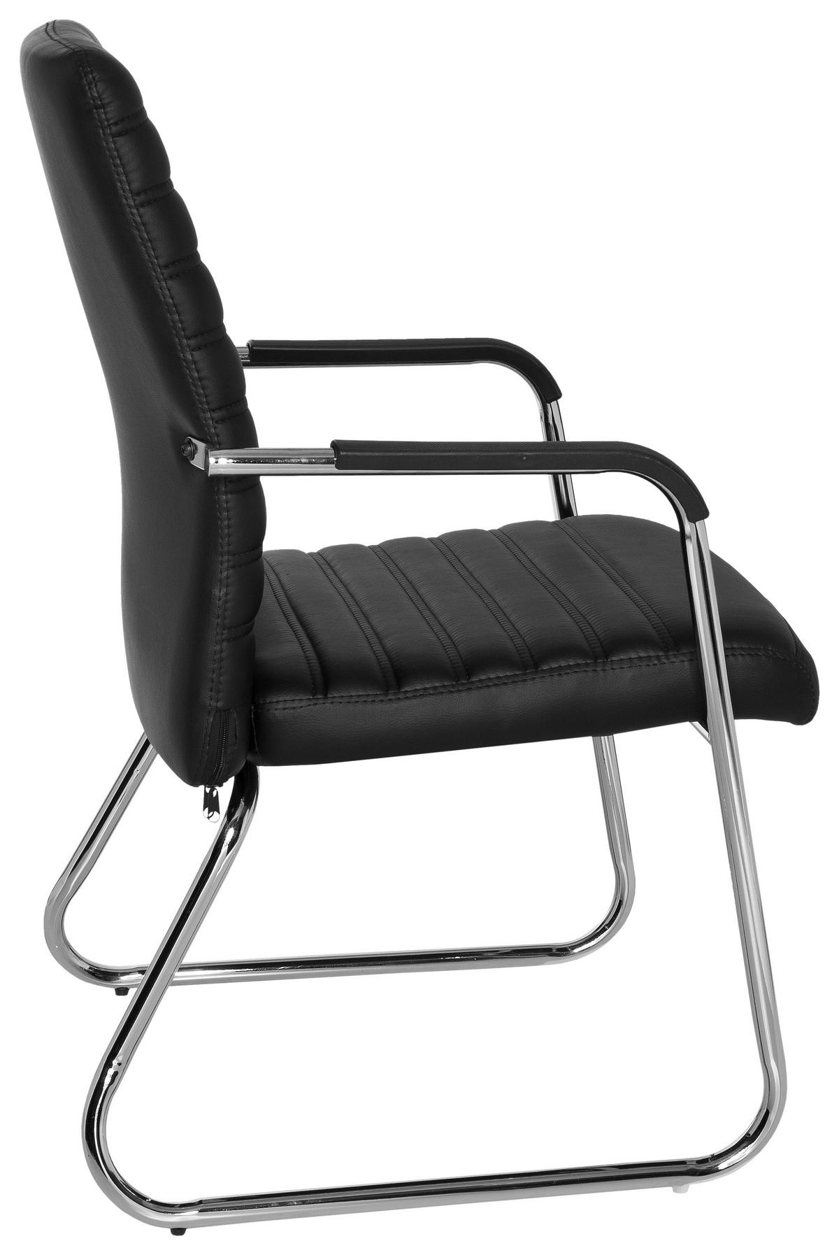 Besucherstuhl Steel V Schwarz - Chromfarben/Schwarz, MODERN, Kunststoff/Textil (55/96/46cm) - MID.YOU