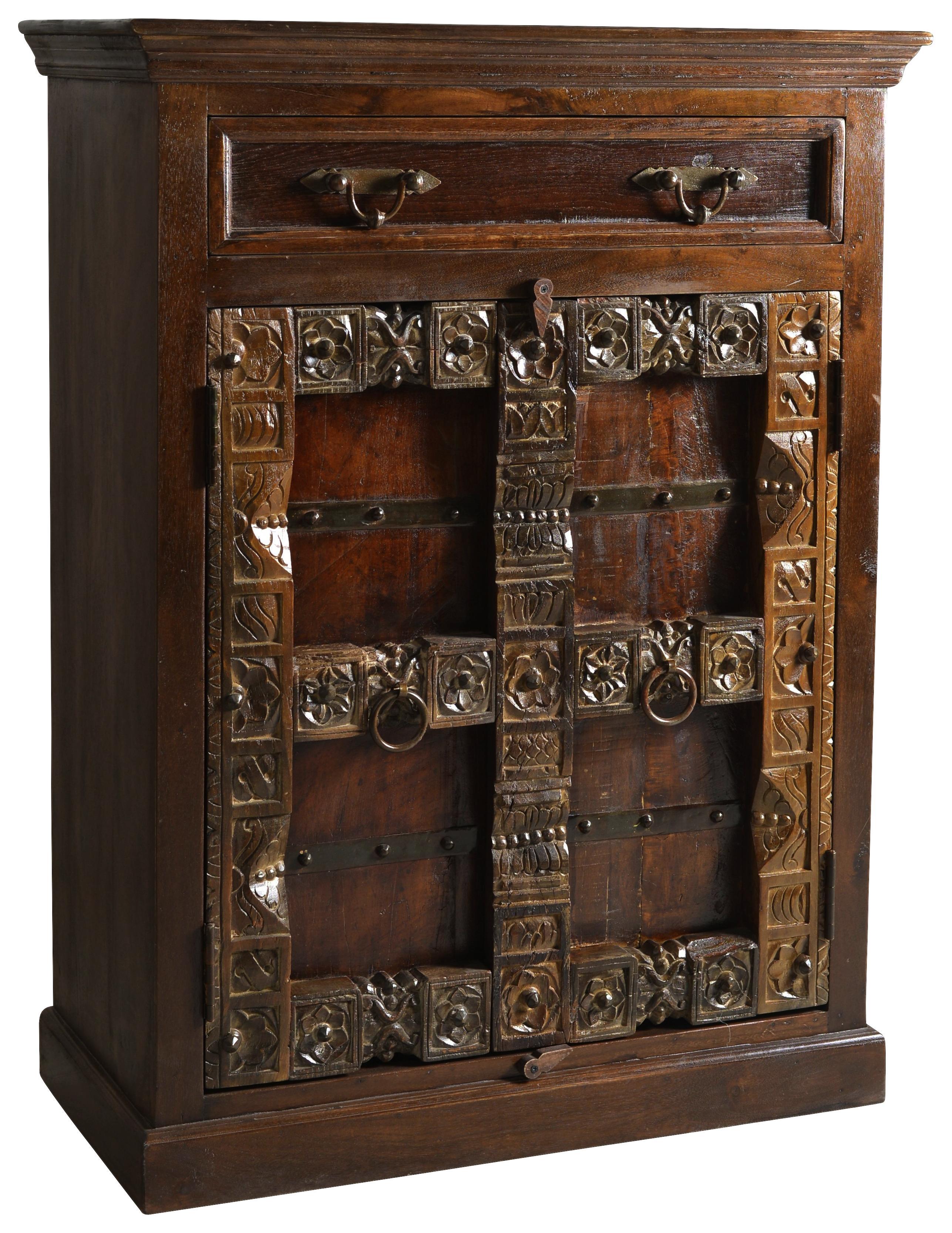 Schrank Leon B: 90 cm Recyclingholz - Braun/Bronzefarben, Basics, Holz (90/120/45cm)