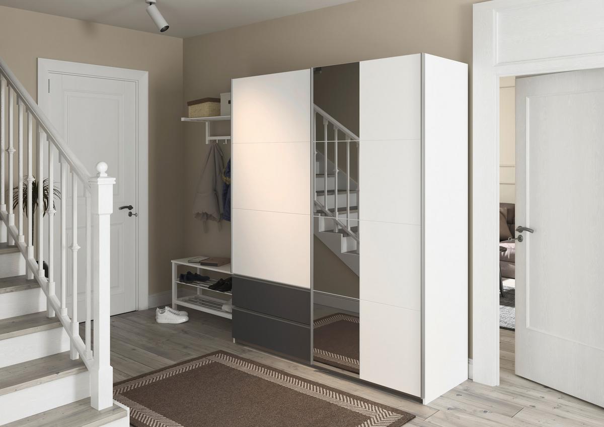 Schwebetürenschrank Stoke Grau Weiß B: 175 cm - Weiß/Grau, MODERN, Holzwerkstoff (175/210/59cm) - Rauch Möbel