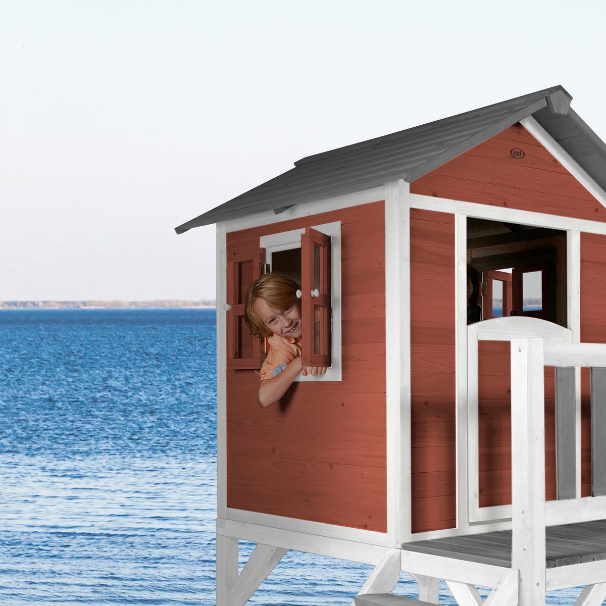 Spielhaus C050.002.25 - Rot/Weiß, KONVENTIONELL, Holz/Kunststoff (240/189/167cm) - Ambia Garden