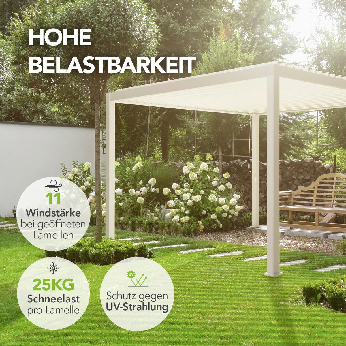 Pavillon Deluxe 400x300cm Sturmfest, Gartenpavillon - Weiß, Basics, Metall (400/255/300cm) - WEIDE