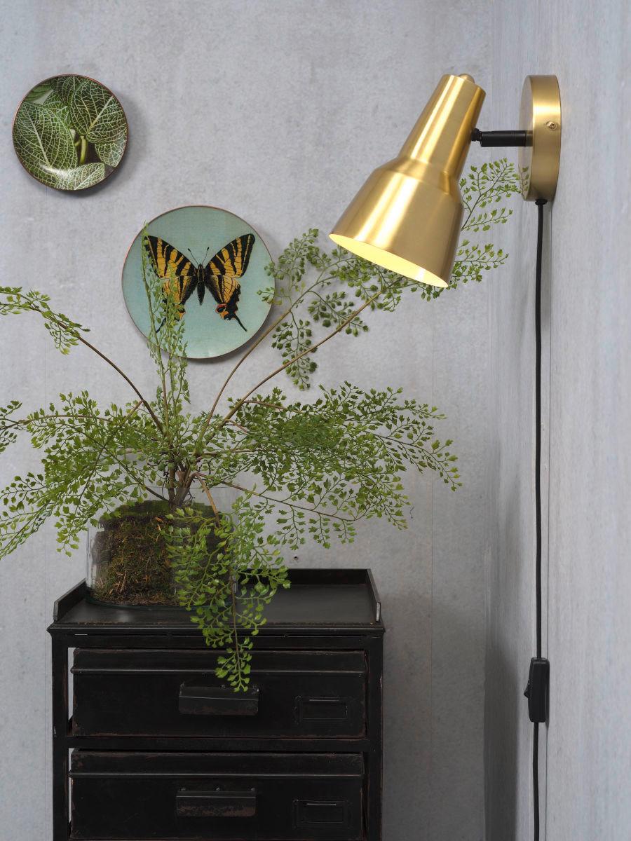 Wandleuchte Valencia 1-Flammig drehbar mit Schnurschalter - Goldfarben/Schwarz, Design, Metall (13,5/21,5/20cm) - It's about Romi