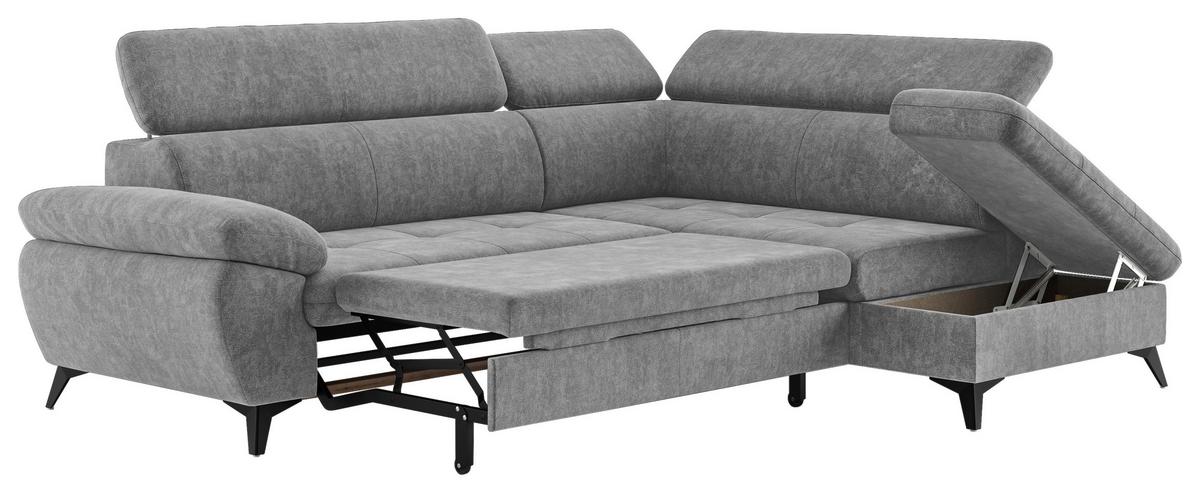 Ecksofa mit Bettkasten Hudson 265x207 cm Grau - Schwarz/Grau, Textil (265/207cm) - MID.YOU