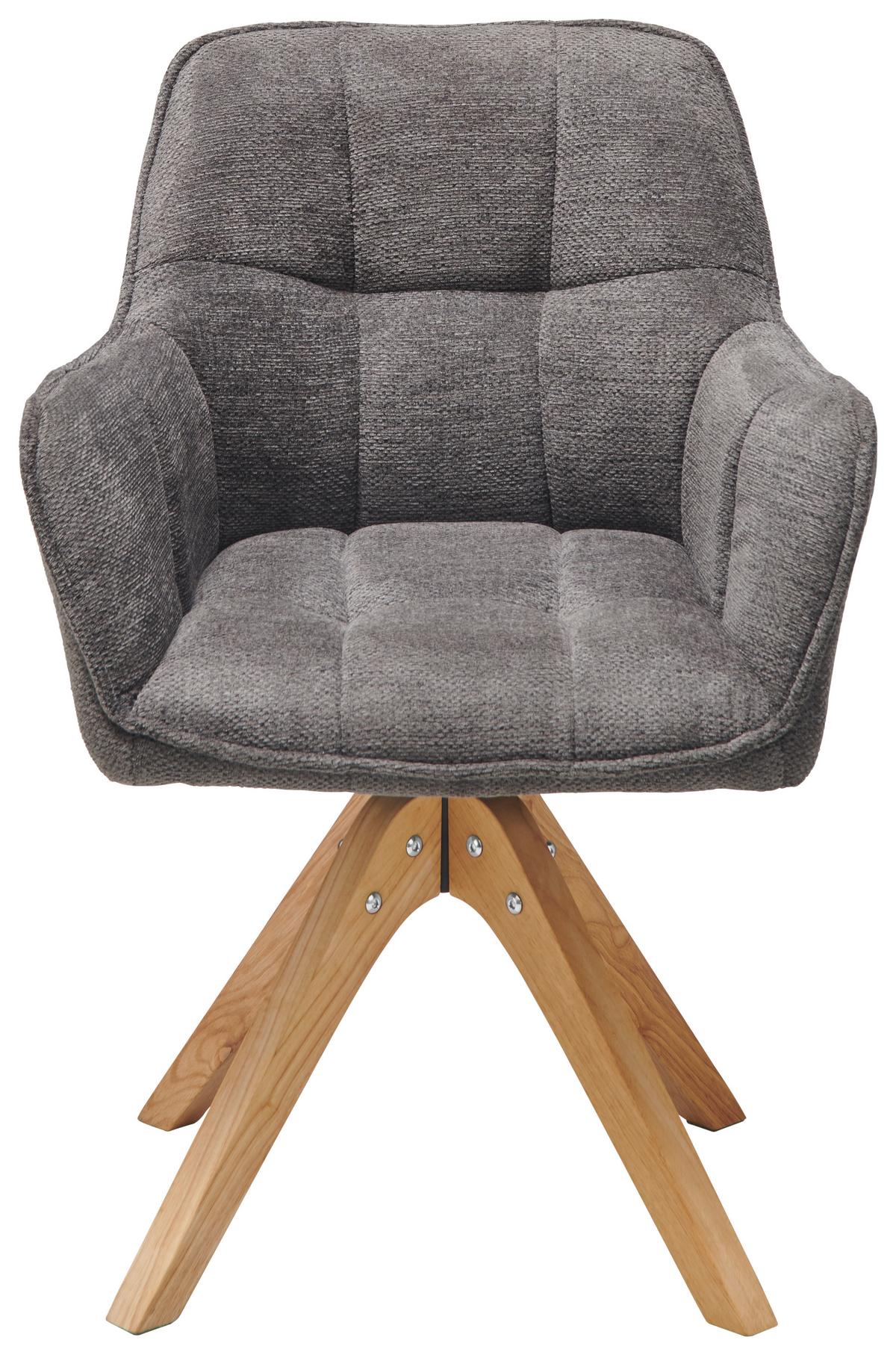 Armlehnstuhl Kerry Dunkelgrau gepolstert - Dunkelgrau/Eichefarben, LIFESTYLE, Holz/Textil (61/85/63cm) - Livetastic