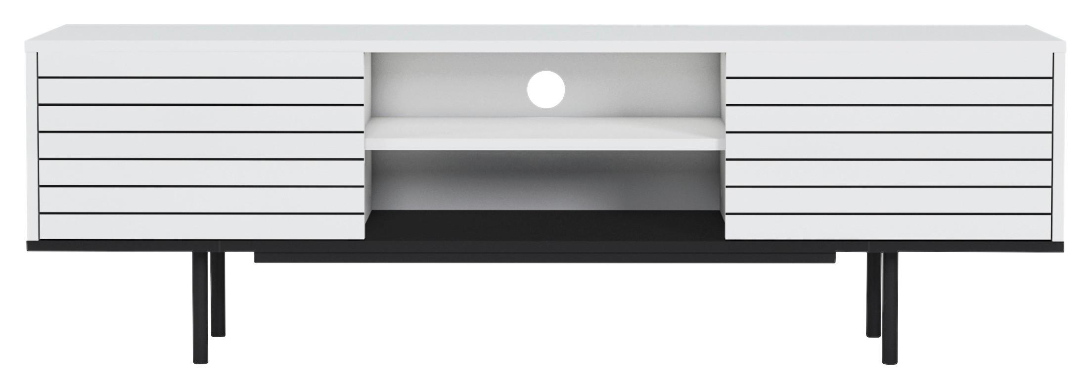 Lowboard Apollo TV-Schrank - Walnussfarben/Schwarz, Design, Holzwerkstoff (160/50,5/35cm) - Livetastic