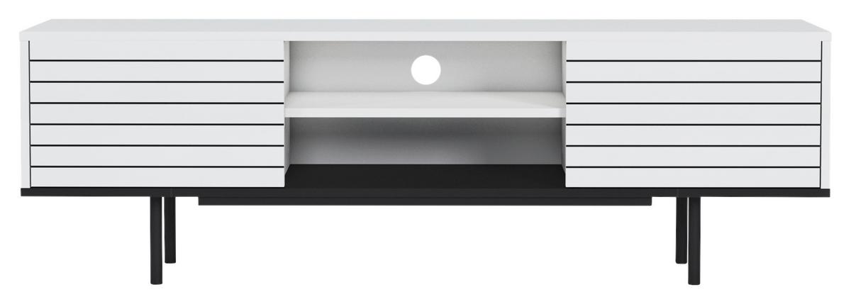 Lowboard Apollo TV-Schrank - Walnussfarben/Schwarz, Design, Holzwerkstoff (160/50,5/35cm) - Livetastic