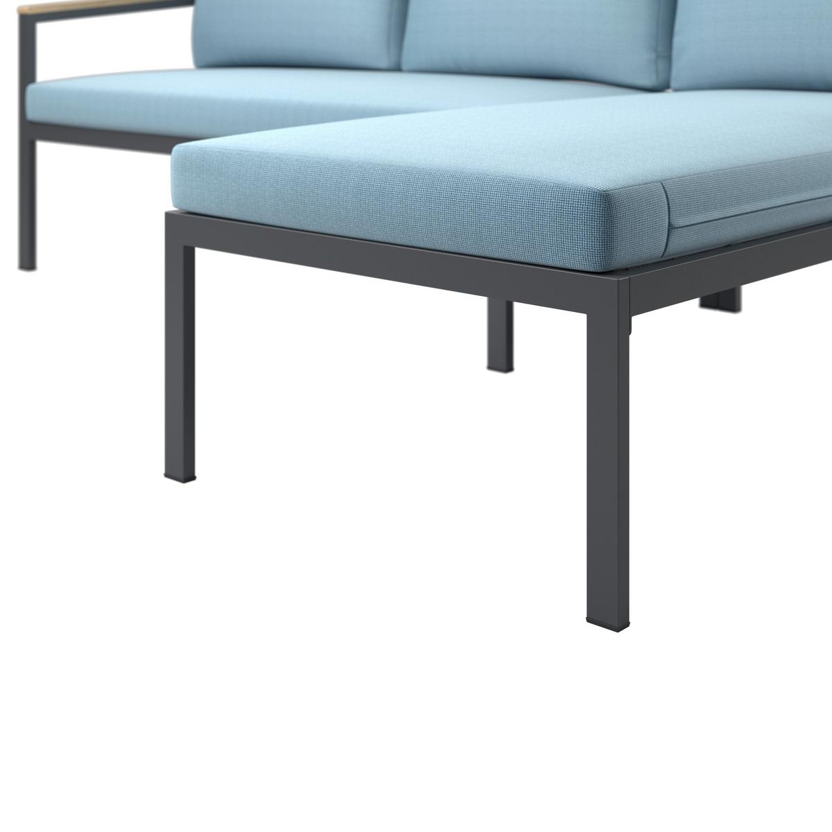 Loungegarnitur Mauri - Anthrazit/Weiß, MODERN, Holz/Textil (219/142cm) - Beldano