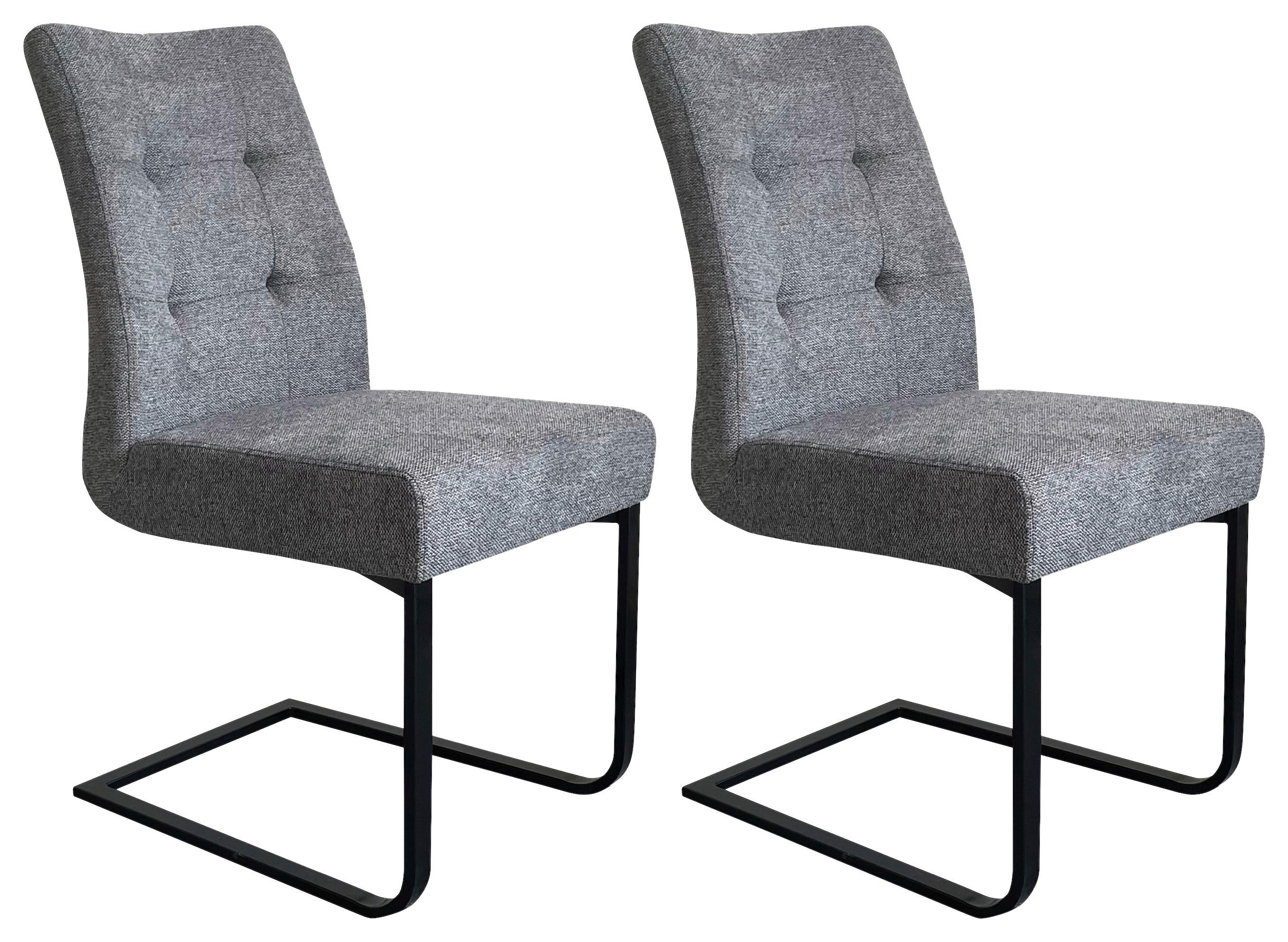 Schwingstuhl-Set Marlen XXL Dunkelgrau/Schwarz B: 47 cm - Dunkelgrau/Schwarz, LIFESTYLE, Textil/Metall (47/96/62cm) - MID.YOU