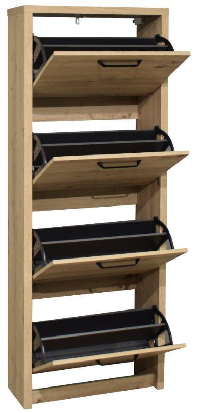 Výklopná skrinka na topánky Klapp  dekor dub divý - divoký dub/čierna, Basics, kov/kompozitné drevo (64/164/24cm)