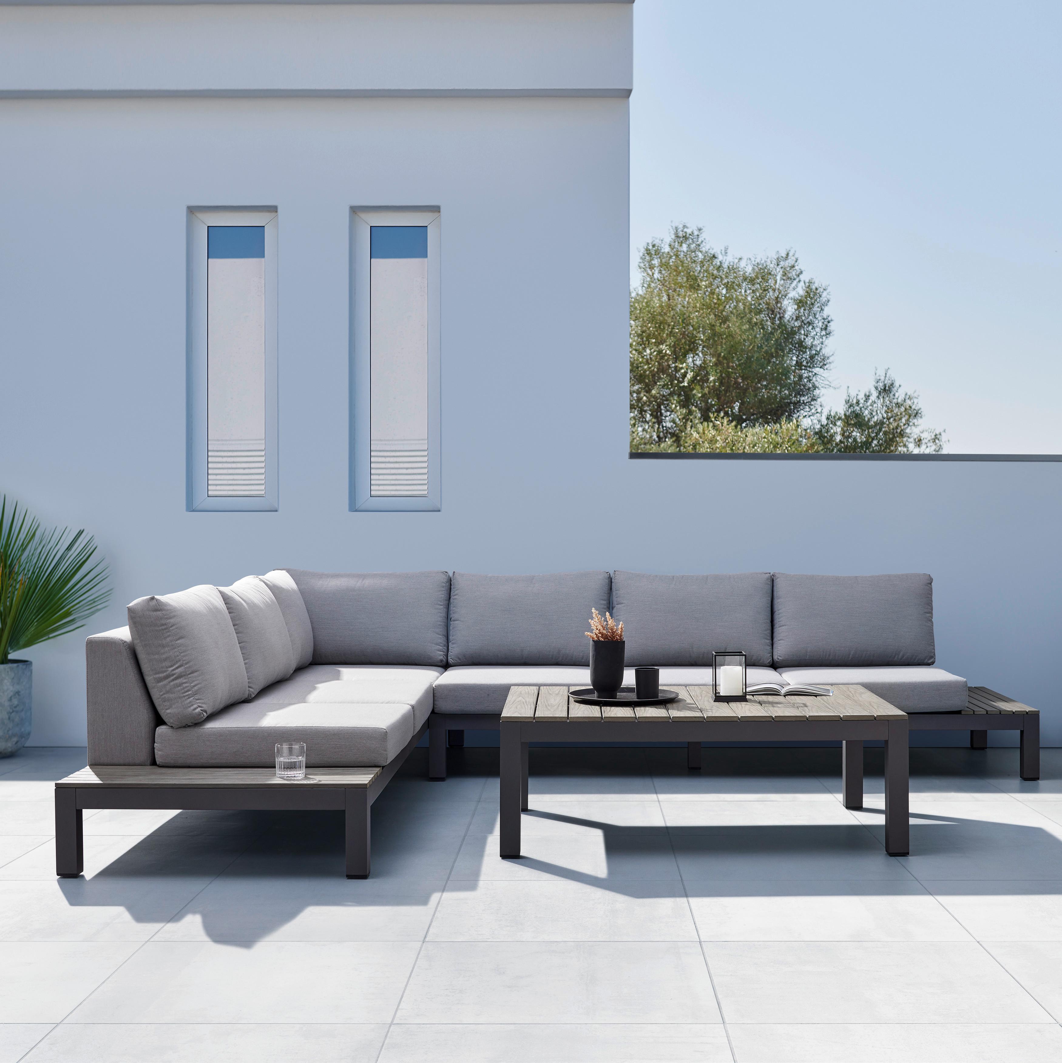 Zahradní Sedací Souprava Gina - šedá, Moderní, kov/textil (249/74/314cm) - Bessagi Garden