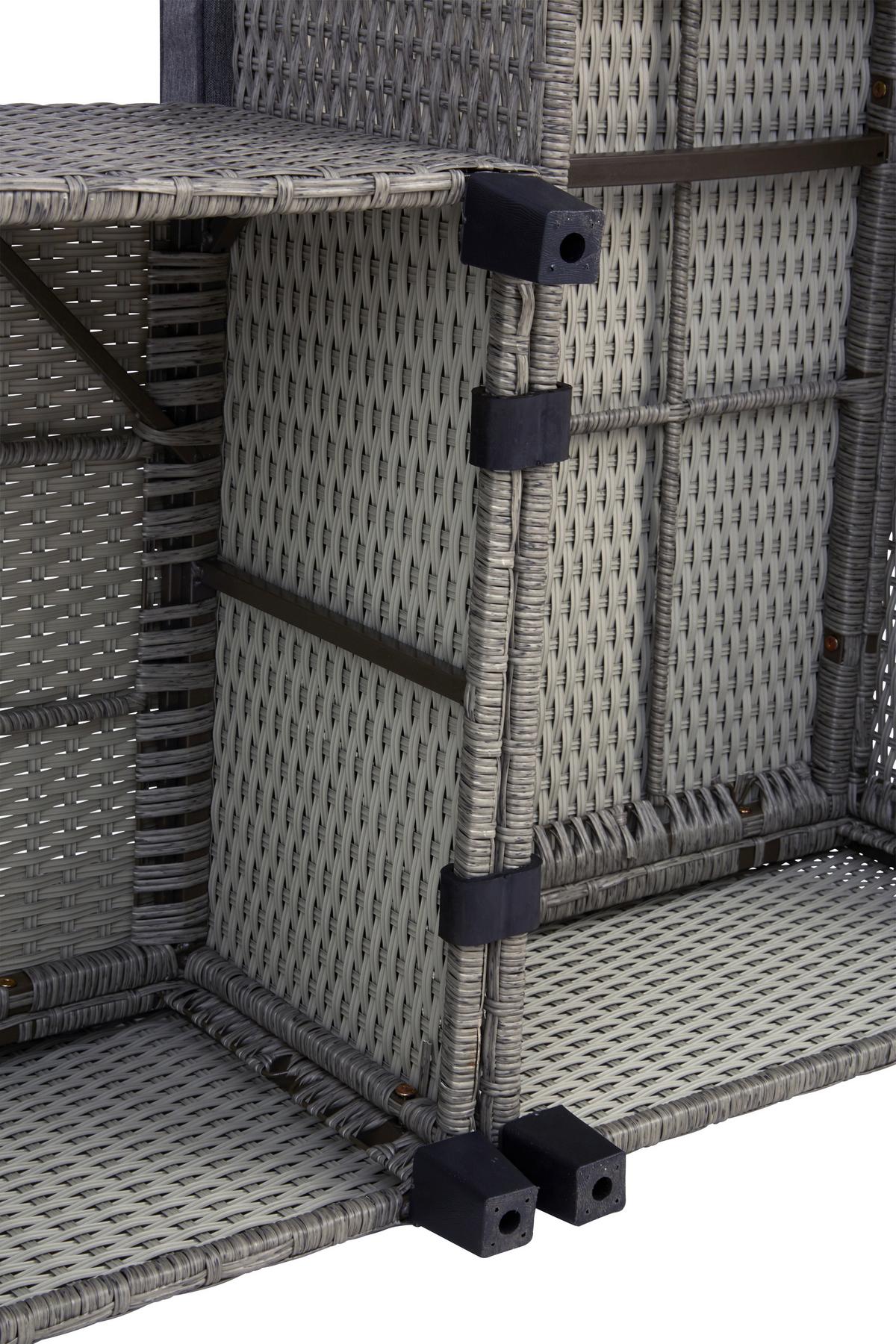 Loungegarnitur 6-Tlg Athena in Rattan-Optik mit Kissen - Schwarz/Grau, MODERN, Glas/Kunststoff - Beldano