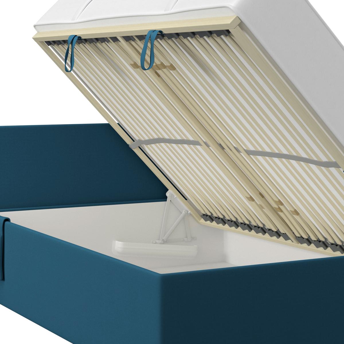 Polsterbett Remi - Chromfarben/Dunkelblau, MODERN, Holz/Textil (140/200cm)