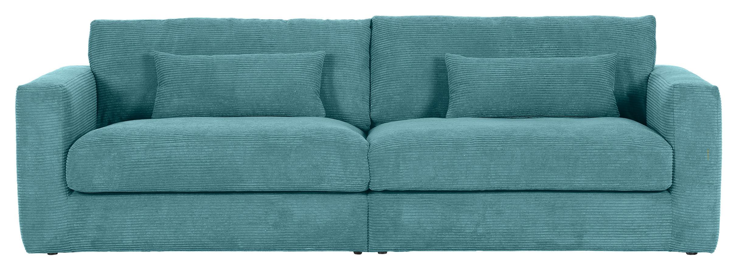 Bigsofa Manolis B: 260 cm Petrol Cord - Petrol/Schwarz, KONVENTIONELL, Textil (260/66/115cm) - MID.YOU