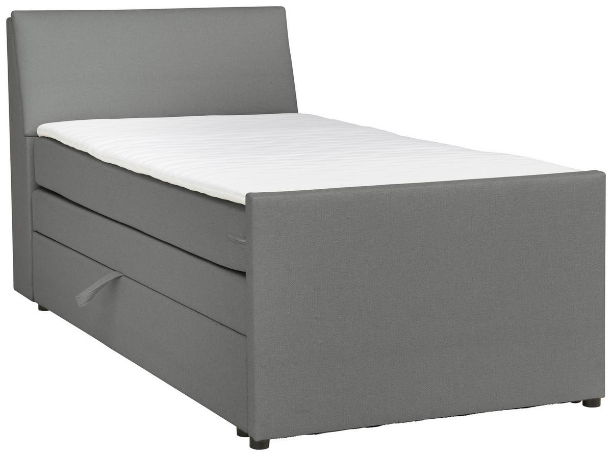 Boxspringbett Mit Bettkasten Nida 100x200 Cm Grau - Schwarz/Grau, MODERN, Holz/Textil (100/200cm) - MID.YOU
