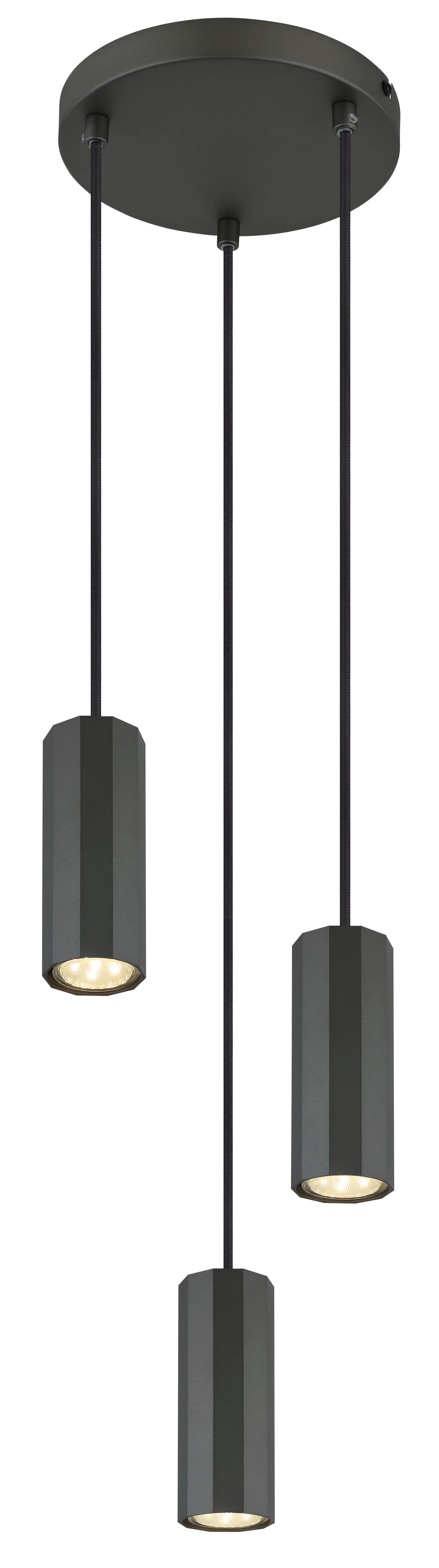 Hängeleuchte 57918-3h - Grau, Design, Metall (21/120cm) - Globo