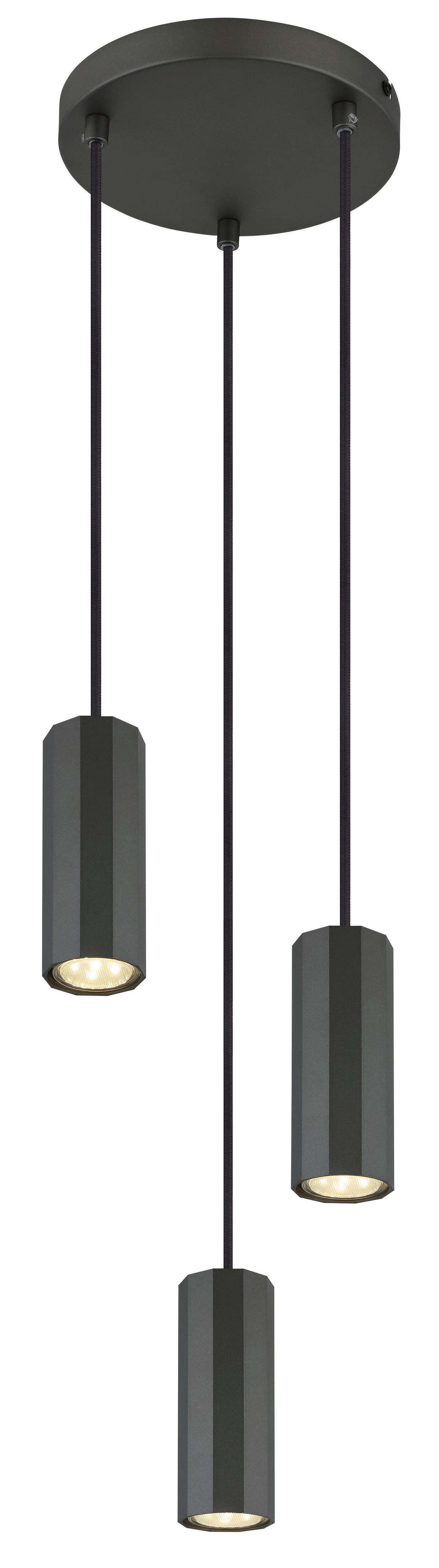 Hängeleuchte 57918-3h - Grau, Design, Metall (21/120cm) - Globo