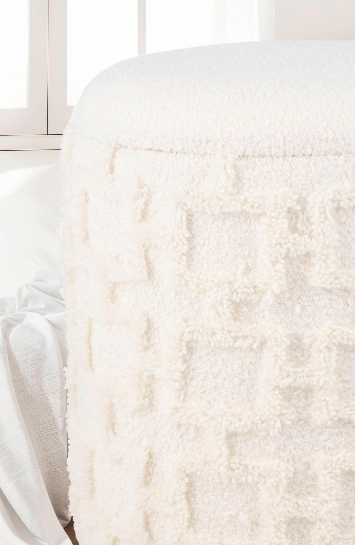 Hocker Creme B: 40cm - Creme, Basics, Textil (40/45/40cm) - Livetastic