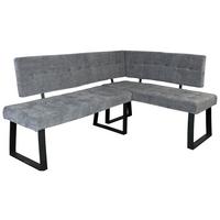 Eckbank Lavik Webstoff Hellgrau 185x134 cm - Hellgrau/Schwarz, MODERN, Textil/Metall (185/134cm) - MID.YOU