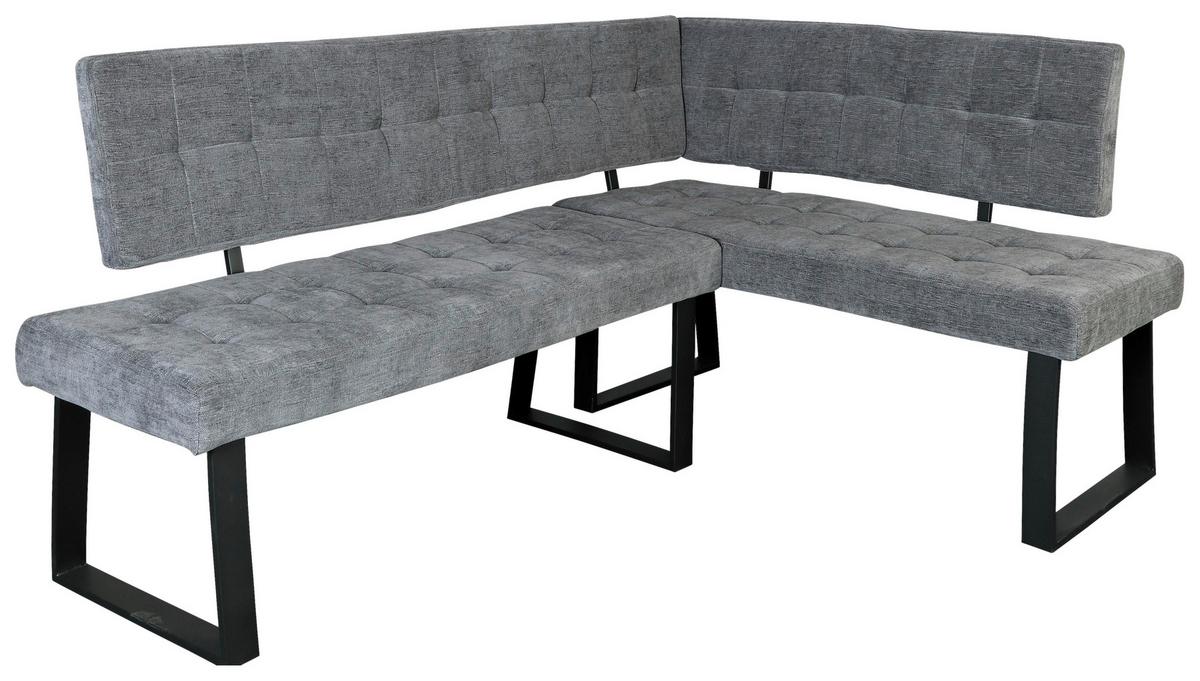 Eckbank Lavik Webstoff Hellgrau 185x134 cm - Hellgrau/Schwarz, MODERN, Textil/Metall (185/134cm) - MID.YOU