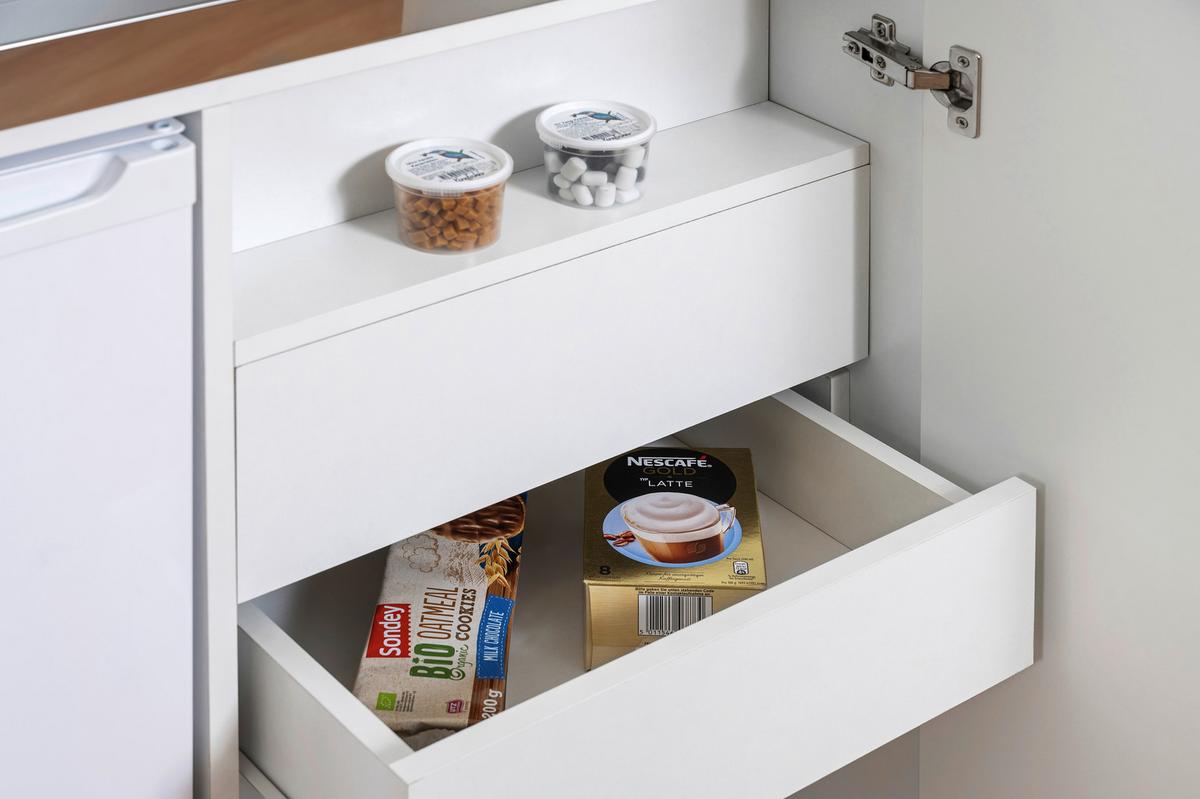 Schrankküche M. Kühlschrank + Kochfeld 104 Cm Elegant - Silberfarben/Weiß, MODERN, Holzwerkstoff/Metall (104/193/67cm) - Respekta