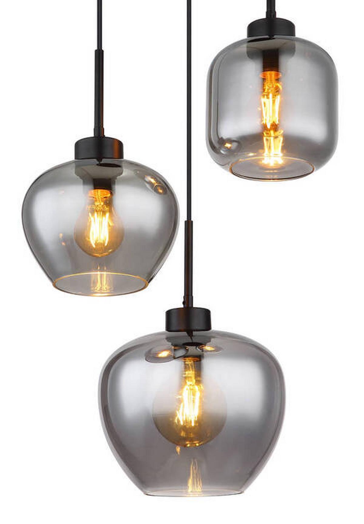 Hängeleuchte 3-Flammig Indoor - Schwarz, Design, Glas/Kunststoff (38/120cm) - Globo