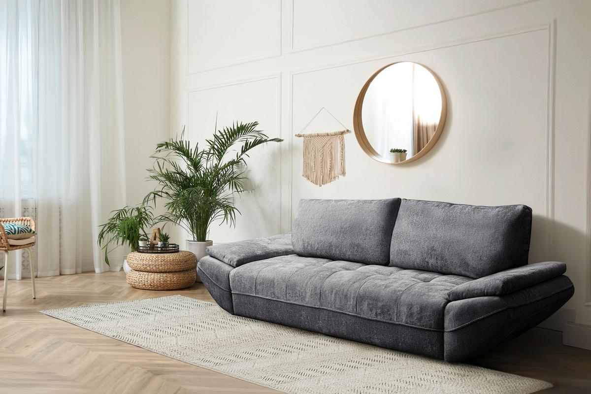 Schlafsofa Elma Dunkelgrau B: 280cm - Dunkelgrau/Schwarz, KONVENTIONELL, Holz/Holzwerkstoff (280/73-93/107cm) - MID.YOU