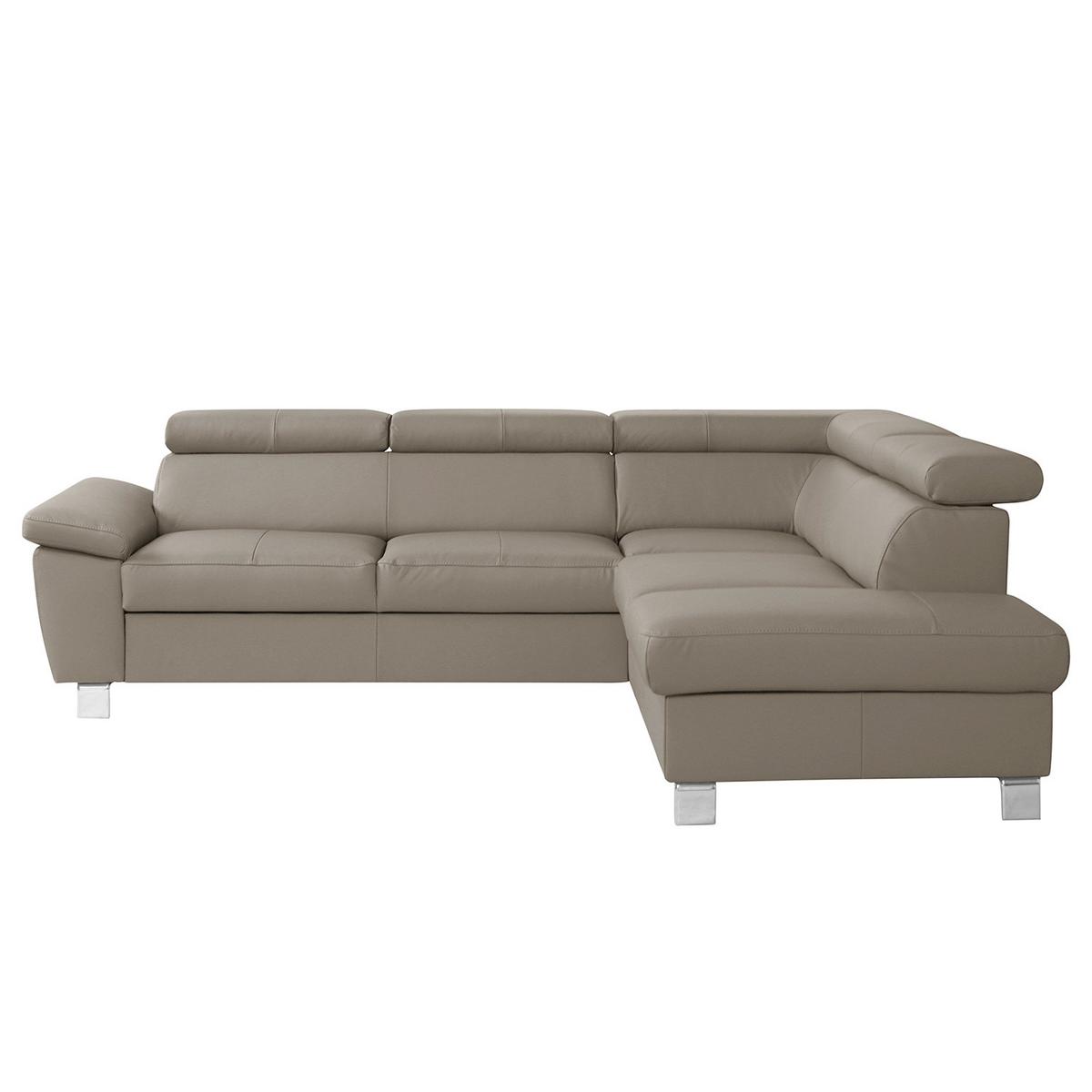 Ecksofa Lugano Teilleder Hellgrau 248x208 - Chromfarben/Hellgrau, Design, Leder/Textil (248/208cm) - Livetastic