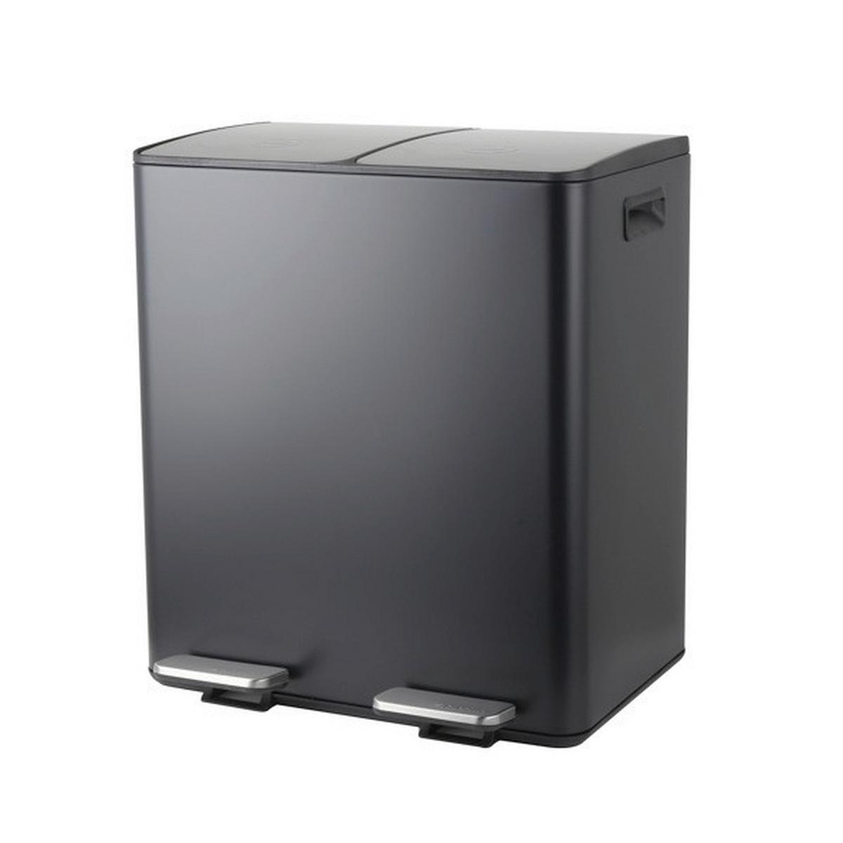 Treteimer Aliya 40l Schwarz Metall LxBxH: 45x30x51 cm - Schwarz, Basics, Kunststoff/Metall (45/30/51cm) - Spirella