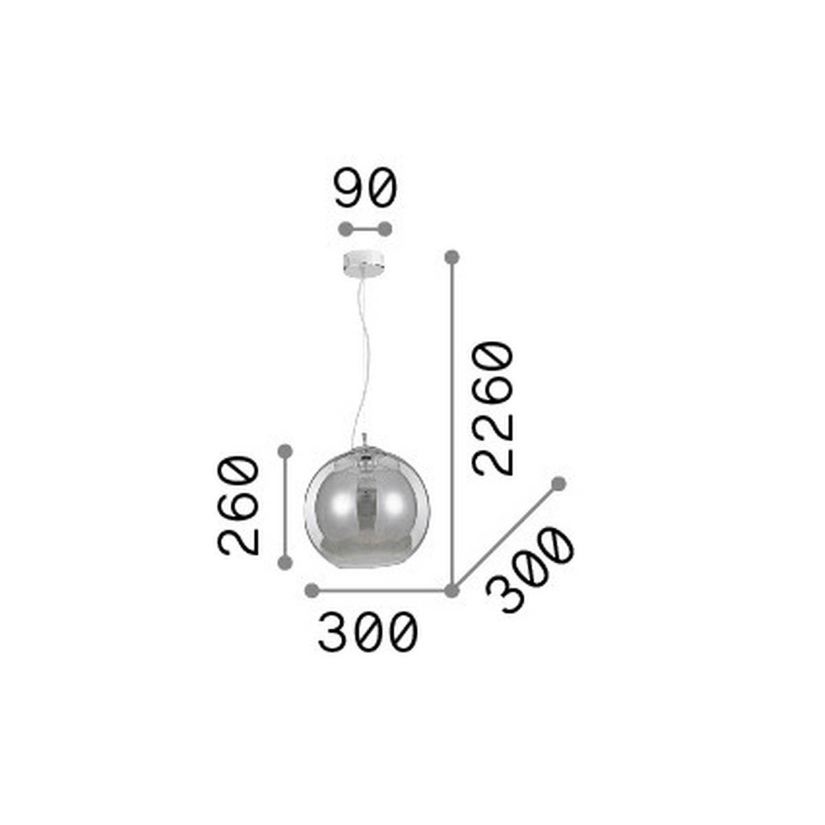 Hängeleuchte Nemo Grau D: 30 cm - Grau, Design, Glas/Metall (30/51-226cm) - Ideal Lux