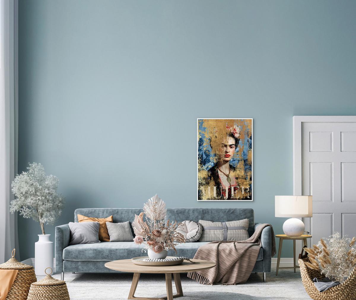 Obraz na plátne Denise, ca. 60/90cm - modrá/zlatá, Modern, kompozitné drevo/textil (60/90cm) - Premium Living