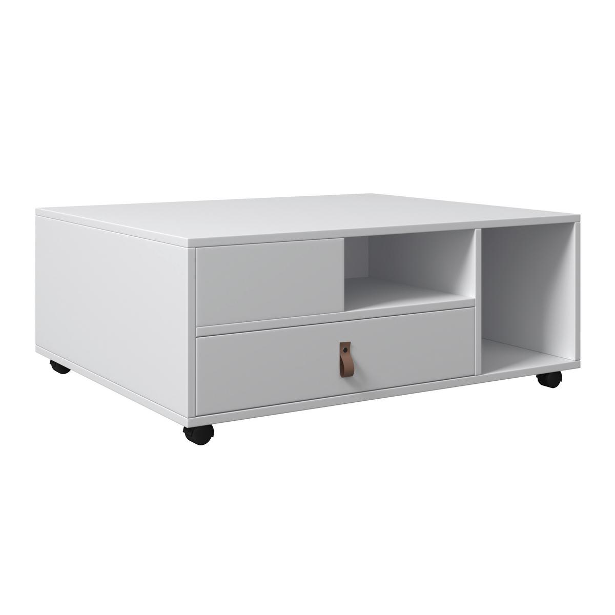 Konferenční stolek MICK - bílá/hnědá, Moderní, kompozitní dřevo/plast (74/88/35cm) - Modern Living