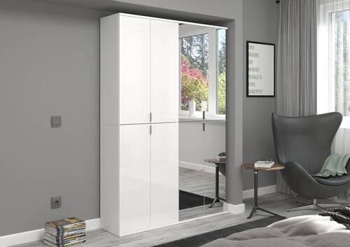 Drehtürenschrank Projekt X Weiß Hg B: 122 cm - Weiß Hochglanz/Weiß, MODERN, Holzwerkstoff (122/193/34cm) - MID.YOU