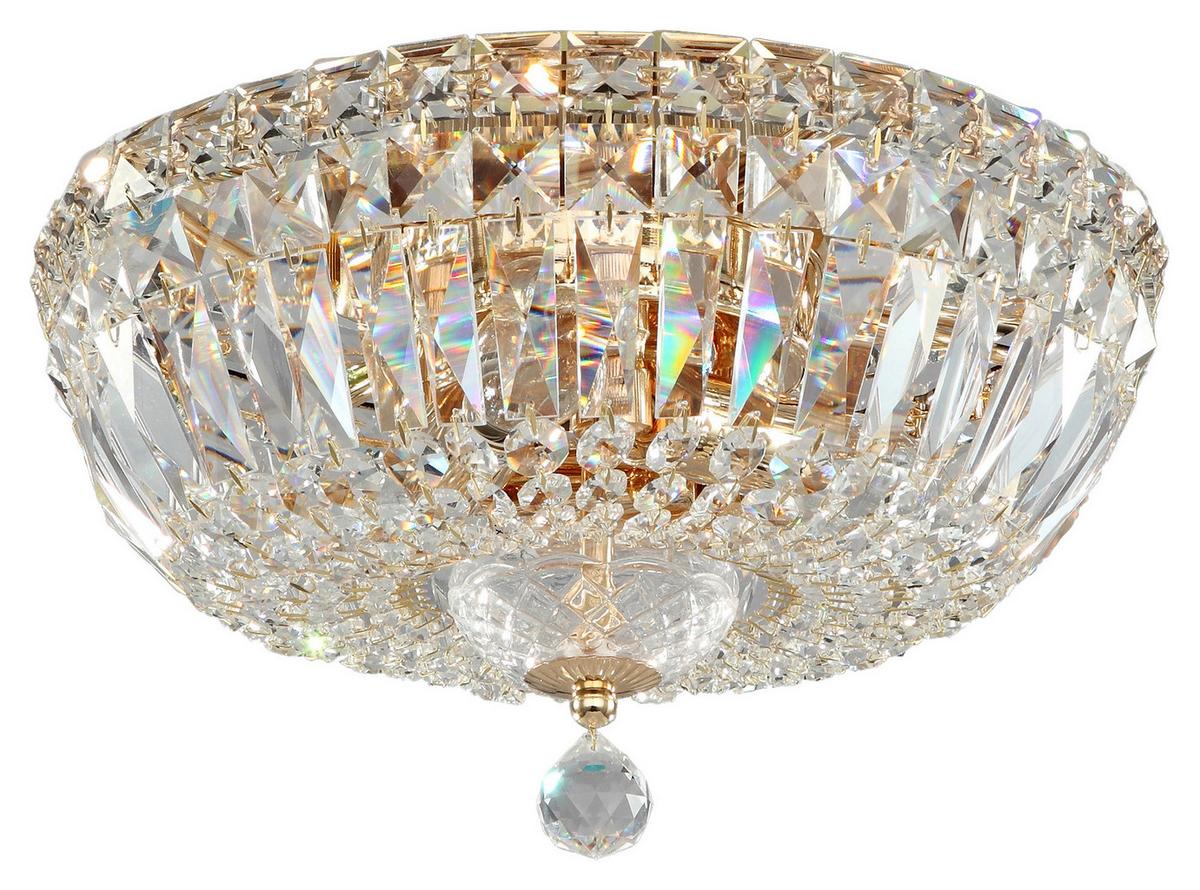 Kronleuchter Basfor 3xe14, Goldfarben Kristallglas - Goldfarben, Trend, Glas/Metall (30/18/30cm) - MAYTONI