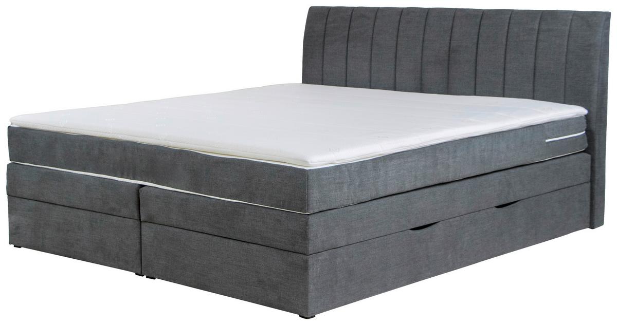 Boxspringbett Shark Grau Lxf: ca. 160x200 cm - Schwarz/Grau, Holzwerkstoff/Textil (160/200cm) - MID.YOU