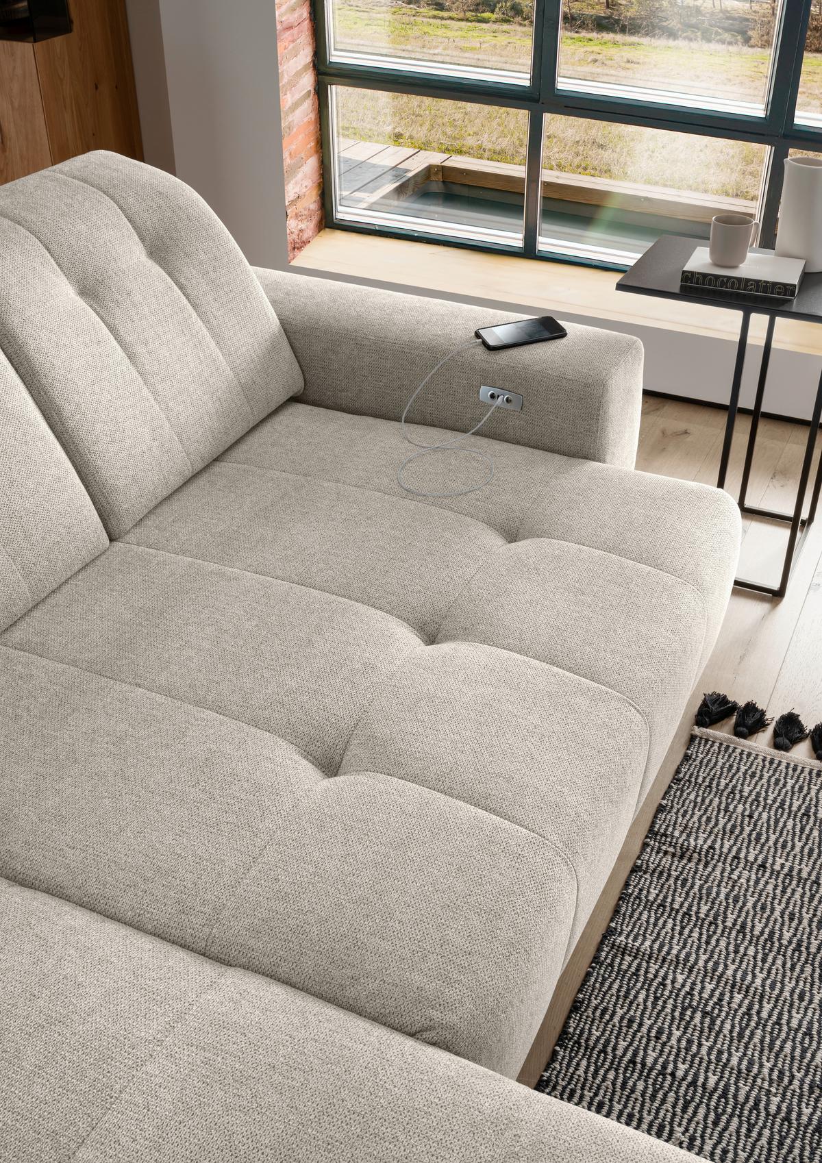 Ecksofa Sano, Beige S: 180x258 cm - Beige/Schwarz, MODERN, Textil (180/258cm) - Livetastic