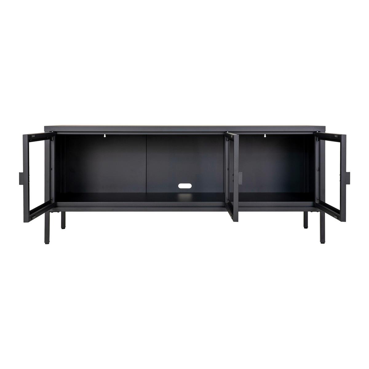 Lowboard Brisbane Schwarz B: 130cm - Transparent/Schwarz, Design, Glas/Metall (130/40/55cm) - MID.YOU