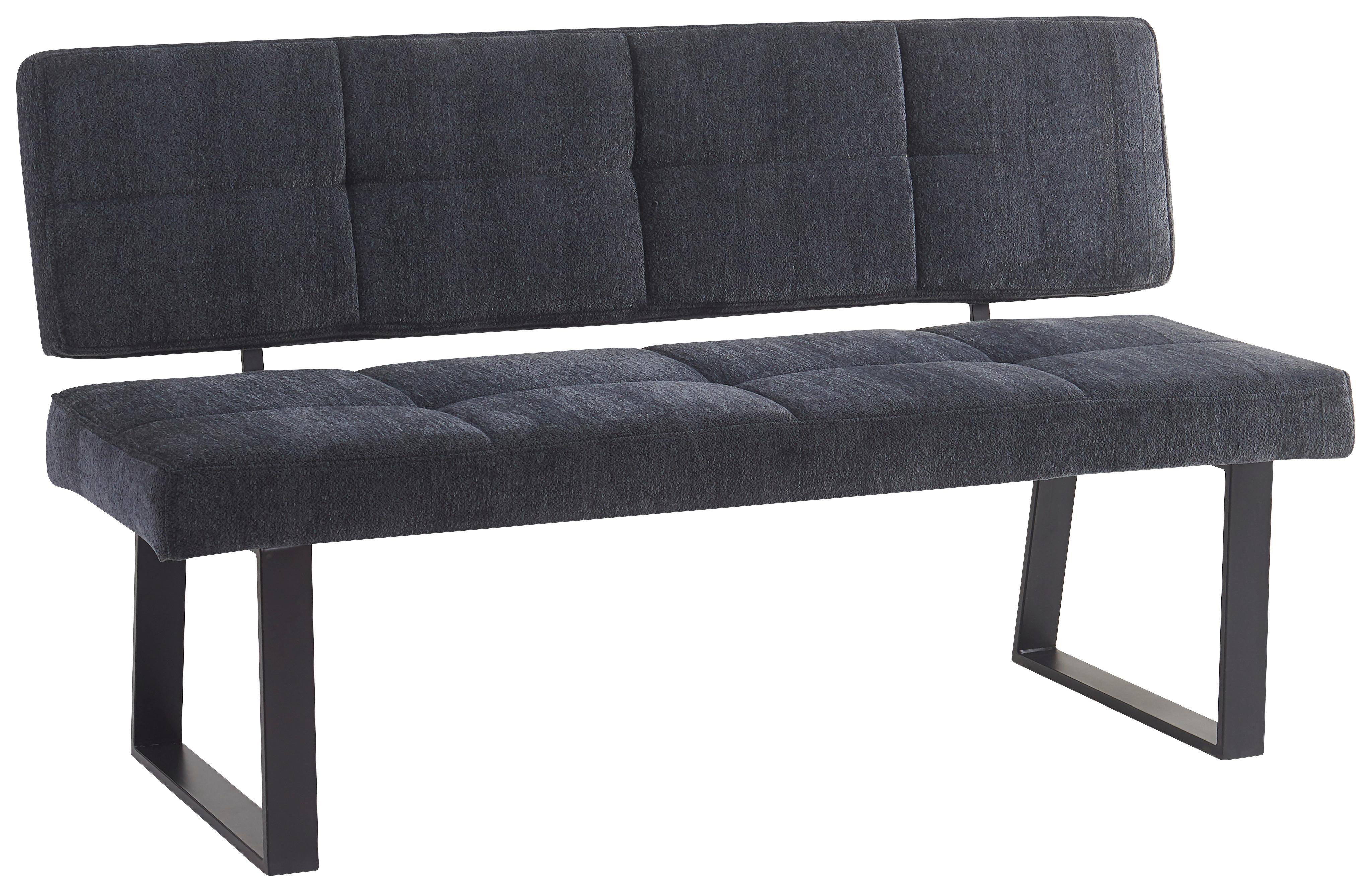 Sitzbank Magnus Dunkelgrau, B: 140 cm - Dunkelgrau/Schwarz, LIFESTYLE, Textil/Metall (140/85/56,5cm) - MID.YOU