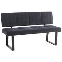 Sitzbank Magnus Dunkelgrau, B: 140 cm - Dunkelgrau/Schwarz, LIFESTYLE, Textil/Metall (140/85/56,5cm) - MID.YOU