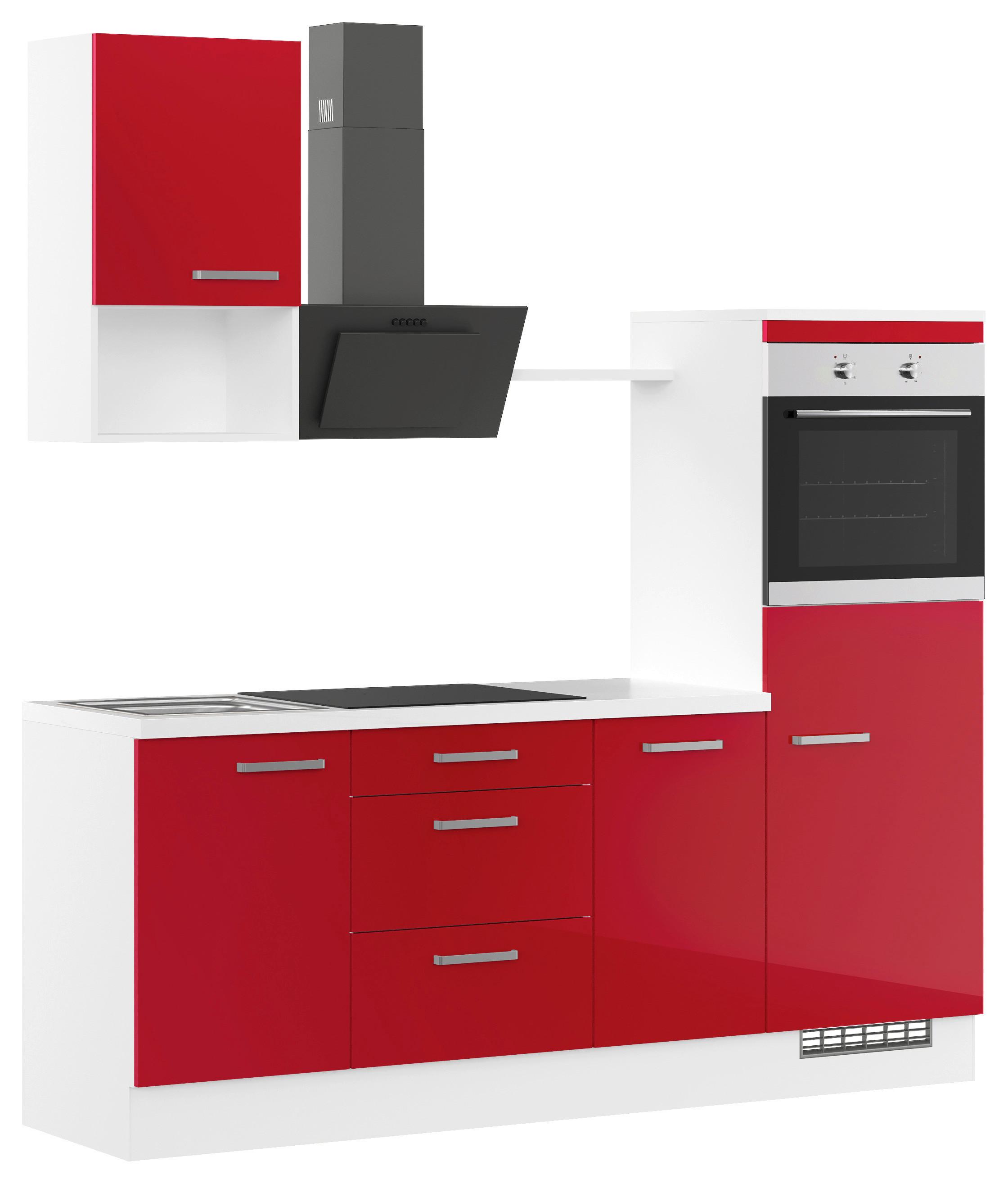 Küchenleerblock Ip4050 - Rot/Weiß, Design, Holzwerkstoff (215cm) - Impuls