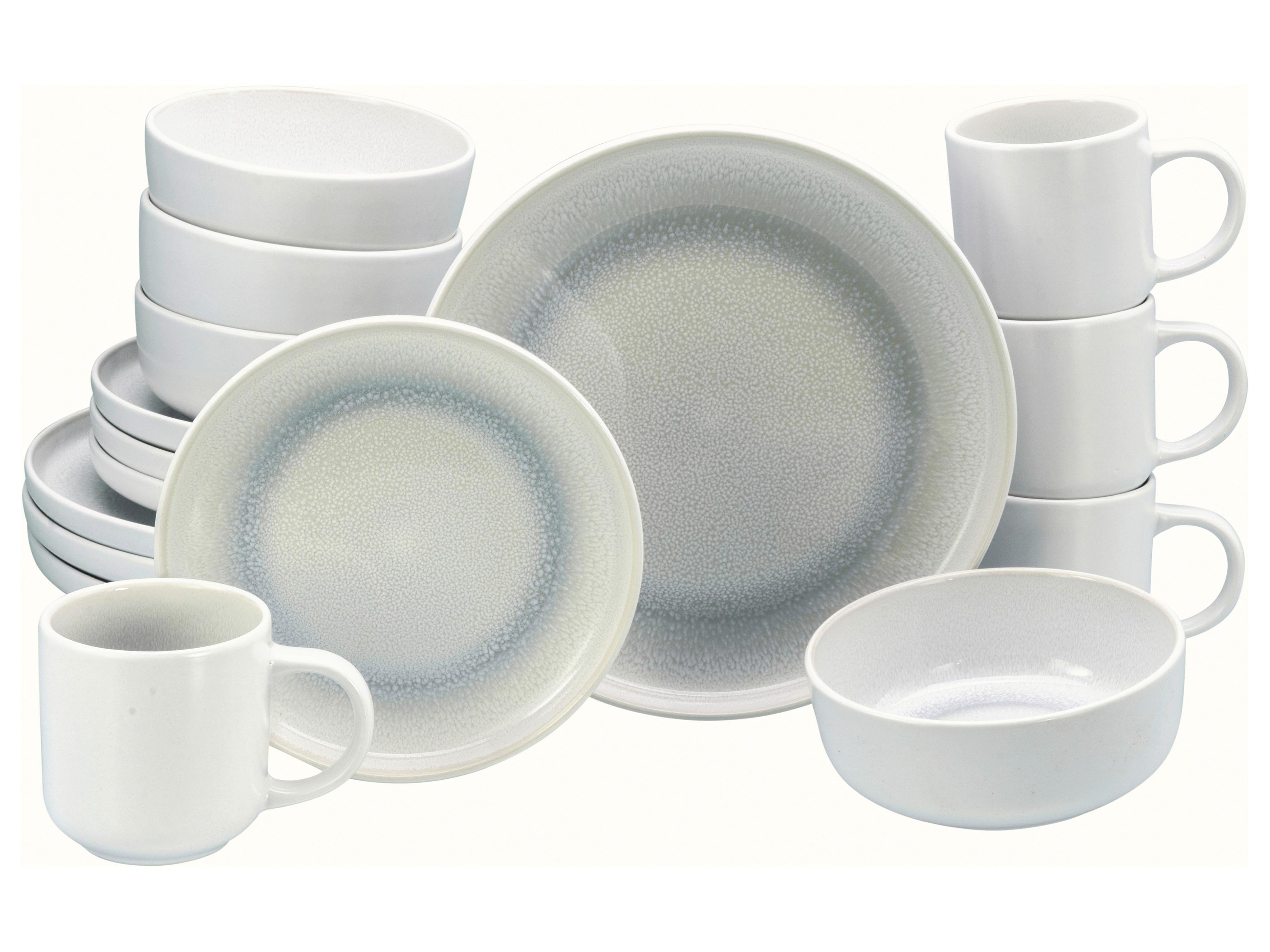 Kombiservice Keramik16-teilig - Grauweiß/Weiß, Basics, Keramik - Creatable