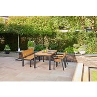 Gartenbank Holz N86393 2-Sitzer - Anthrazit/Robinienfarben, KONVENTIONELL, Holz/Metall (146/84/57,5cm) - Siena Garden