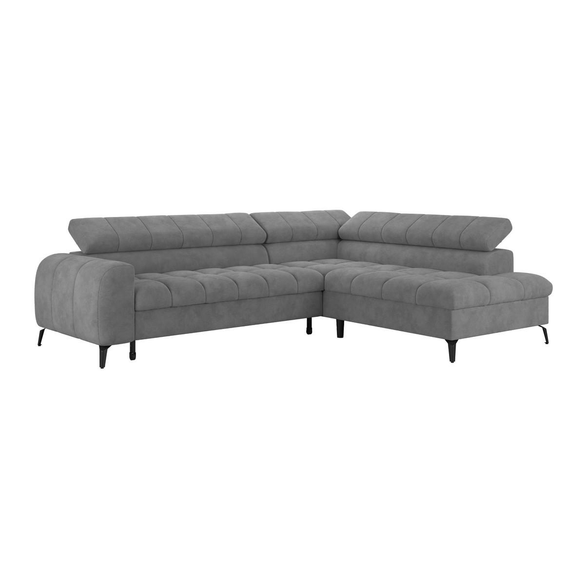Ecksofa Volf rechts new graublau, S: 261x203 cm - Graublau/Schwarz, Trend, Kunststoff/Textil (261/203cm)
