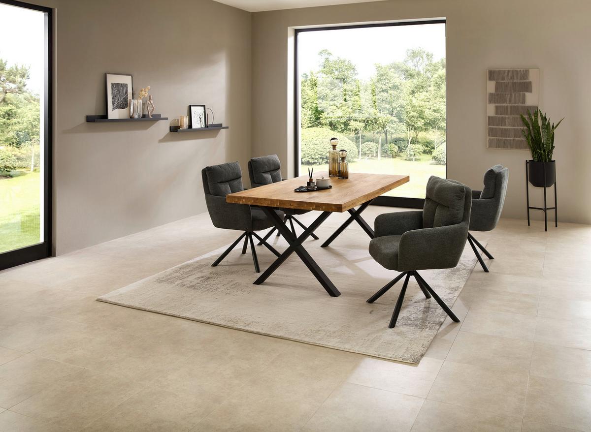 Esstisch Chris X 180x76x100 Cm Eiche/schwarz - Eichefarben/Schwarz, MODERN, Holz/Metall (180/100/76cm) - Livetastic